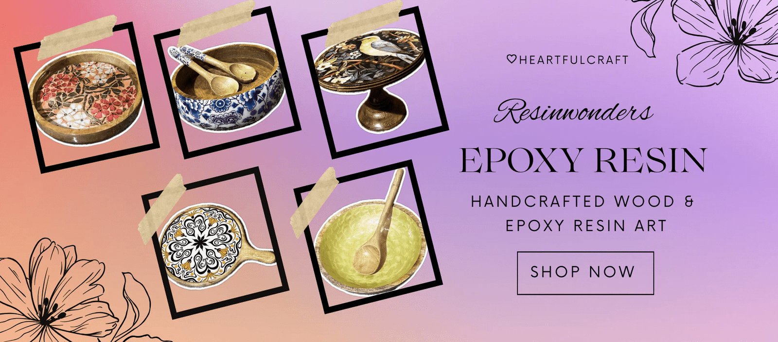 HeartfulCraft epoxy resin wooden handicraft for resale